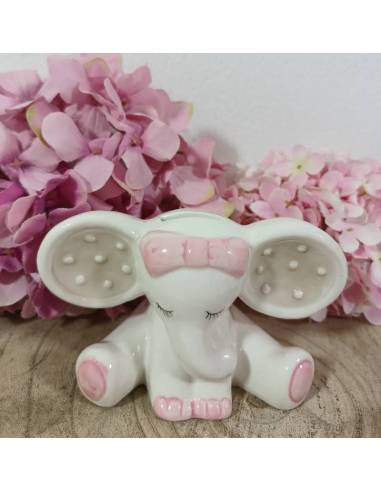 Bomboniere Battesimo bimba elefantino salvadanaio in porcellana