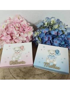 Scatole degustazione confetti Battesimo orsetti con nome personalizzato