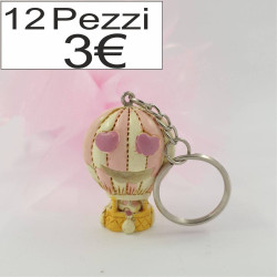 Portachiavi mongolfiera bomboniere nascita rosa