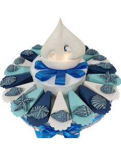 Torta bomboniere mare faro e conchiglie calamite