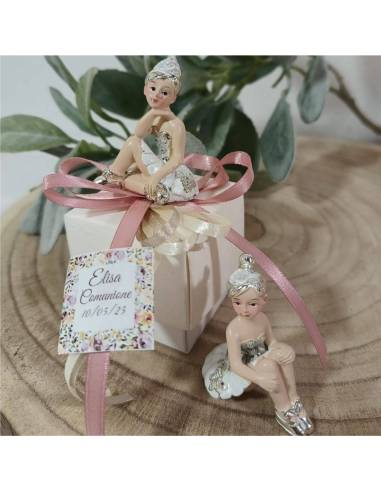 Bomboniere ballerina complete con fiocco e tag personalizzato