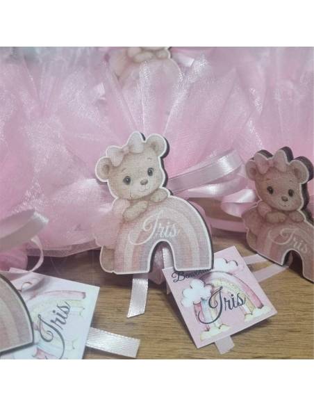 Bomboniere nascita bimba orsetti arcobaleno personalizzati