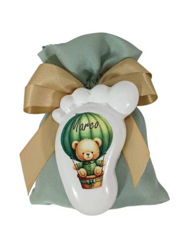 Calamite piedino bomboniere nascita bimbo orsetto mongolfiera