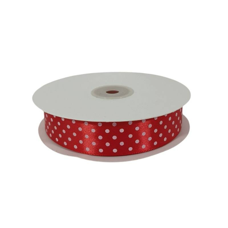 Nastro Raso Pois 25 mm 50 mt ideale per confezionare bomboniere fai da te