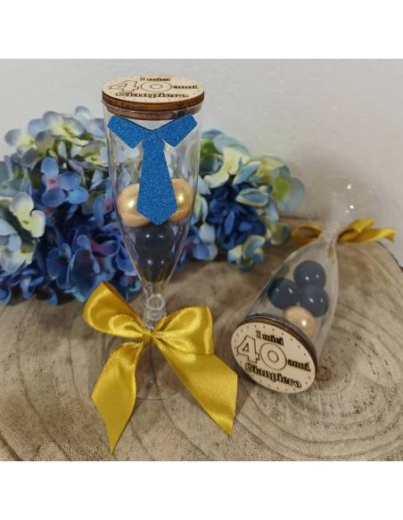 Portaconfetti compleanno calice con tappo in legno personalizzato