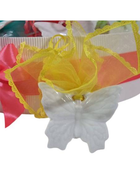 Bomboniere portaconfetti farfalle ceramica bianca