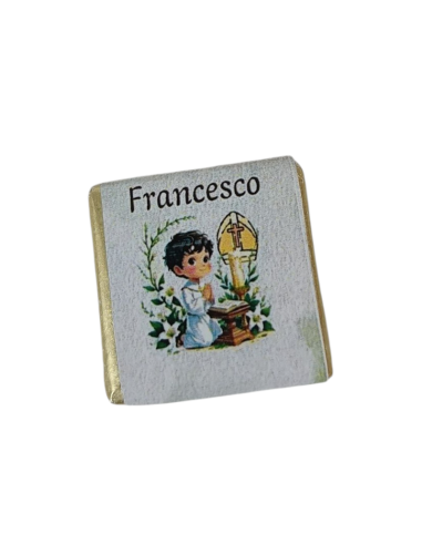 Segnaposto cioccolatino Comunione bimbo personalizzato | Sindy Bomboniere