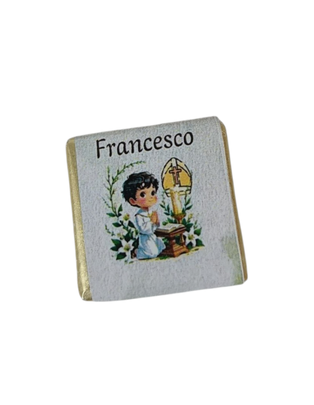 Segnaposto cioccolatino Comunione bimbo personalizzato | Sindy Bomboniere