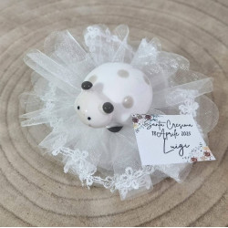 Bomboniere coccinelle in ceramica lucida statuette complete