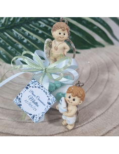 Bomboniere Battesimo maschio bimbo portachiavi tema maree led