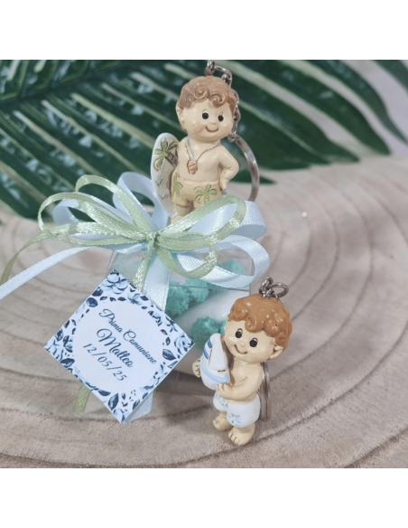 Bomboniere Battesimo maschio bimbo portachiavi tema maree led