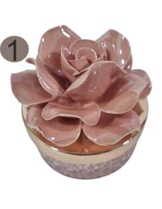 Candele profumate bomboniere rose in porcellana