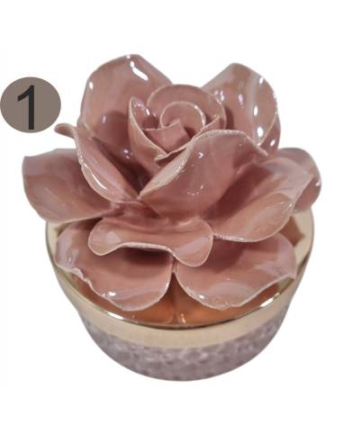 Candele profumate bomboniere rose in porcellana