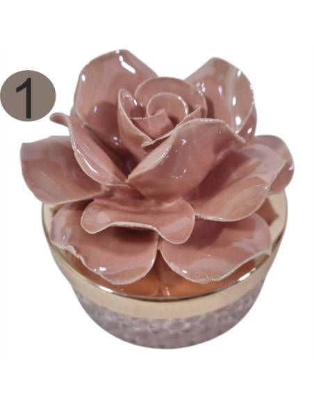 Candele profumate bomboniere rose in porcellana