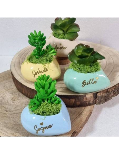 Portapianta vasetti cuore bomboniere brilla, sogna, amore