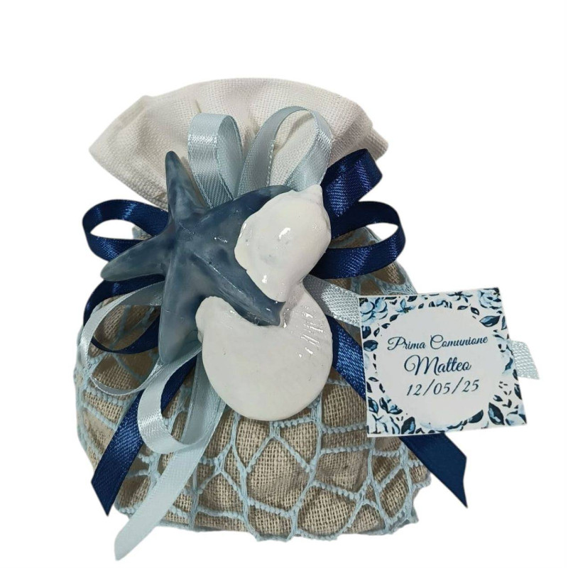 Sacchetti porta confetti tema mare magnete in ceramica