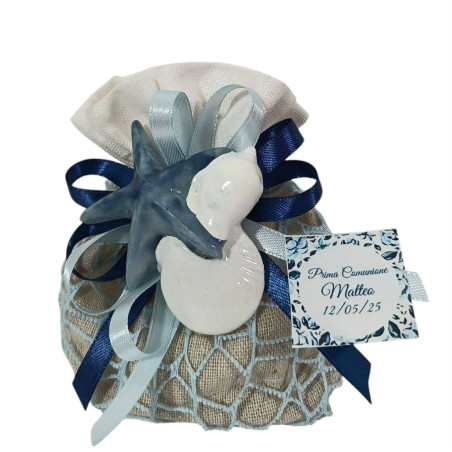 Sacchetti porta confetti tema mare magnete in ceramica