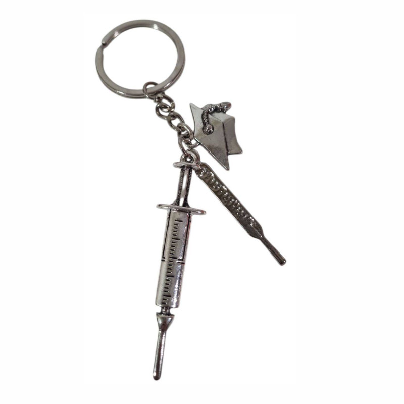 Bomboniere ricordo laurea in medicina infermieristica  PORTACHIAVI Termometro Siringe