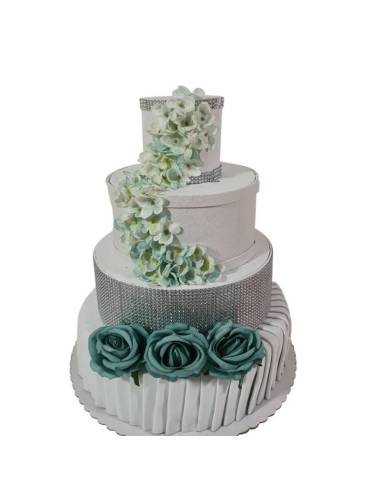Torta scenografica finta Matrimonio fiori eleganti