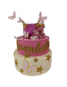 Torte finte Compleanno decoro farfalle nome personalizzato