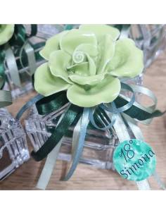 Scatola portagioie per bomboniere 18 anni fiore in ceramica