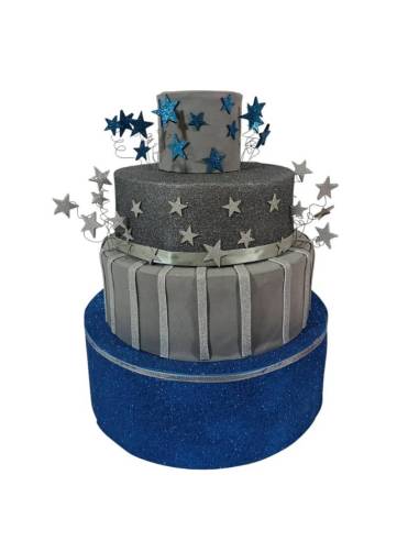 Torta scenografica compleanno finta glitterata con stelline