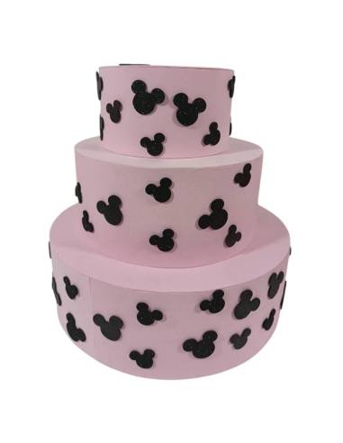 Torte finte Battesimo scenografiche Disney rosa icone Minnie