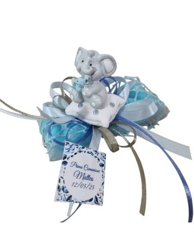 Bomboniere idee Battesimo elefantini per bimbo completi