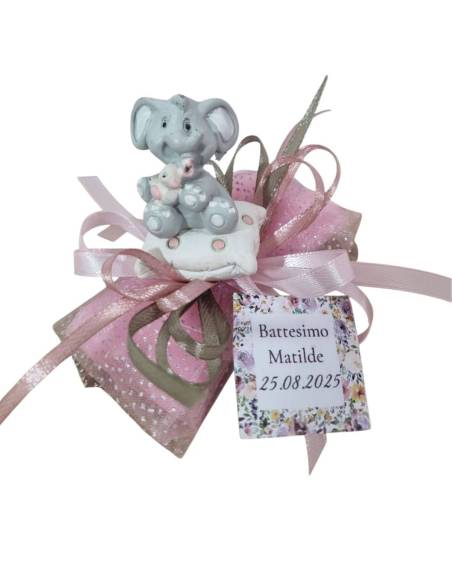 Bomboniere elefante bimba Battesimo complete di confetti
