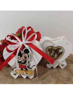 Bomboniere portaconfetti Topolino cuore legno