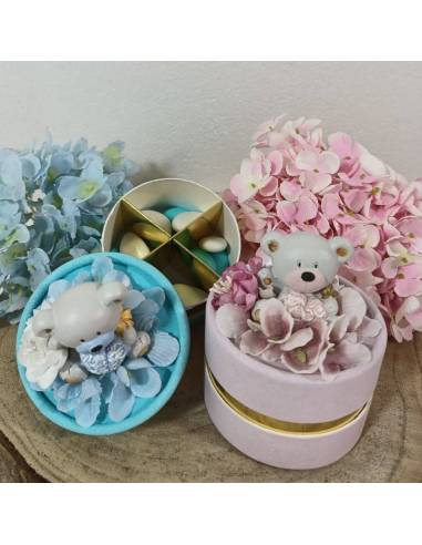 Orsetti cuore bomboniere Battesimo scatola degustazione confetti