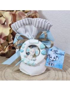 Bomboniere elefantino maschio calamite sacchetti con confetti