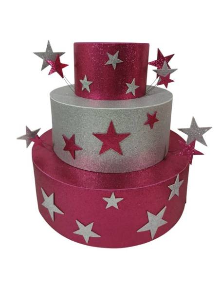 Torte finte Compleanno scenografiche glitterate con stelle