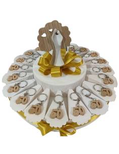 Torta bomboniere Matrimonio anniversario portachiavi nozze d'oro