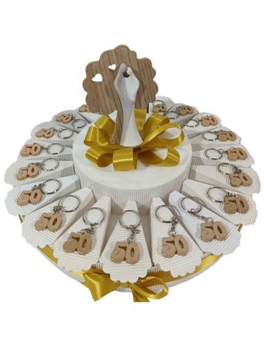 Torta bomboniere Matrimonio anniversario portachiavi nozze d'oro