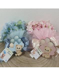 Bomboniere orsetti sacchetti portaconfetti con tag personalizzato