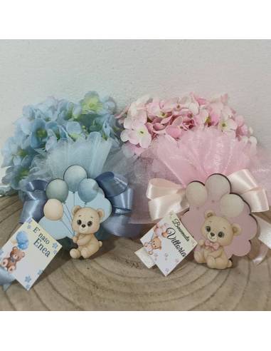 Bomboniere orsetti sacchetti portaconfetti con tag personalizzato