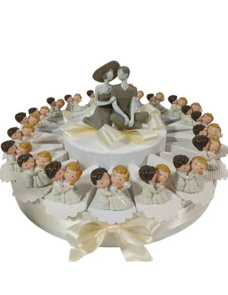 Torta bomboniera Matrimonio statuine sposi innamorati appoggio