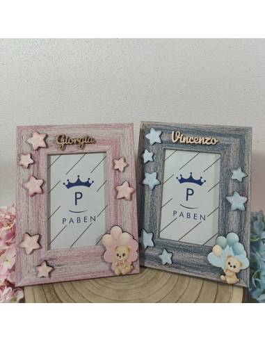 Bomboniere portafoto orsetti palloncini con nome personalizzato