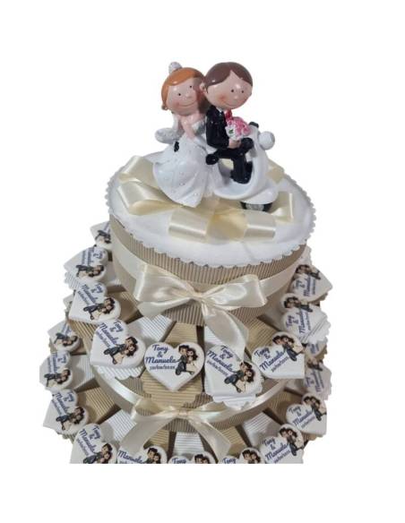 Bomboniere Matrimonio torta portaconfetti calamite cuori sposi personalizzate