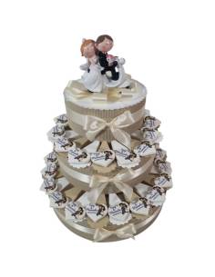 Bomboniere Matrimonio torta portaconfetti calamite cuori sposi personalizzate 2