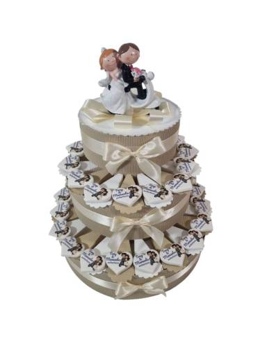Bomboniere Matrimonio torta portaconfetti calamite cuori sposi personalizzate | Sindy Bomboniere