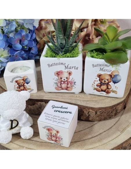 Bomboniere Battesimo orsetti portacandela
