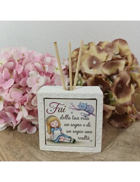 Bomboniere Alice nel paese delle meraviglie profumatore ambiente quadrato