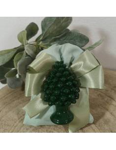 Sacchettini portaconfetti pigna verde magnete