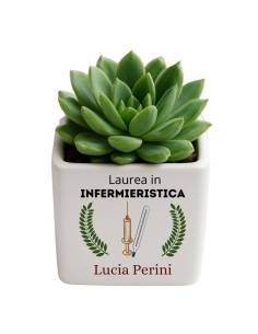 Bomboniere laurea infermieristica portapianta in ceramica
