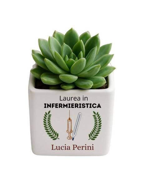 Bomboniere laurea infermieristica portapianta in ceramica