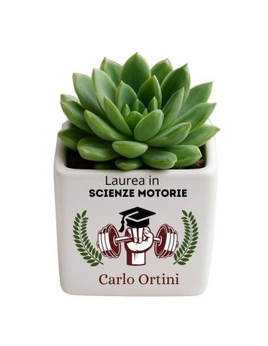 Bomboniere laurea Scienze Motorie portapianta in ceramica