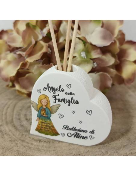 Diffusori per ambienti bomboniere angelo cuore bianco personalizzato