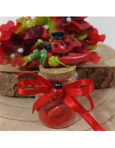 Portaconfetti Laurea originali barattoli in vetro corno e coccinella portafortuna